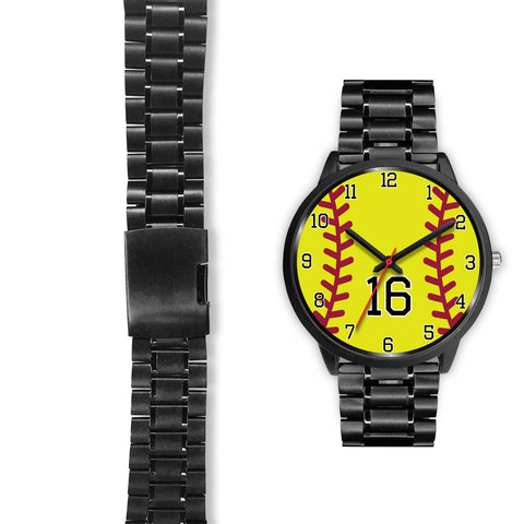 Image of Men's black softball watch - 16