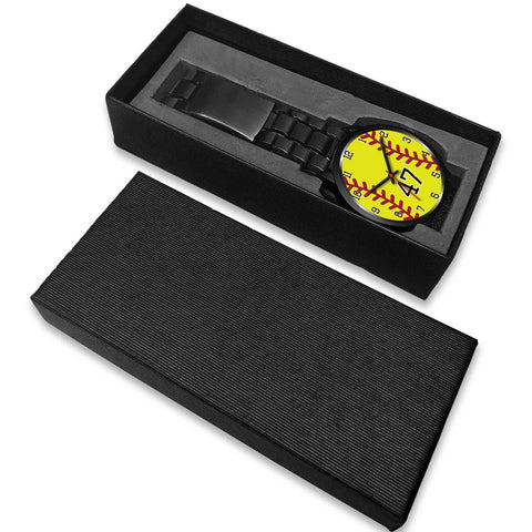 Image of Men's black softball watch - 47