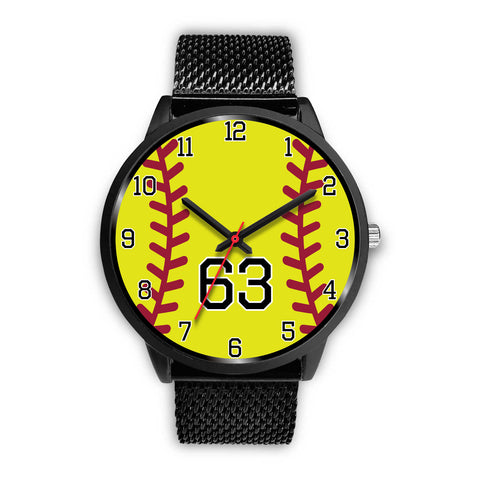 Image of Men's black softball watch - 63