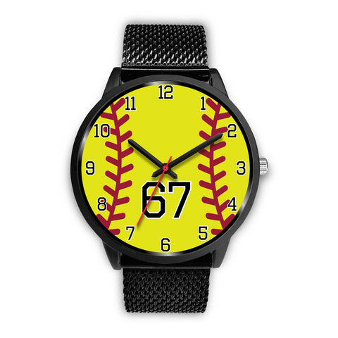 Image of Men's black softball watch - 67