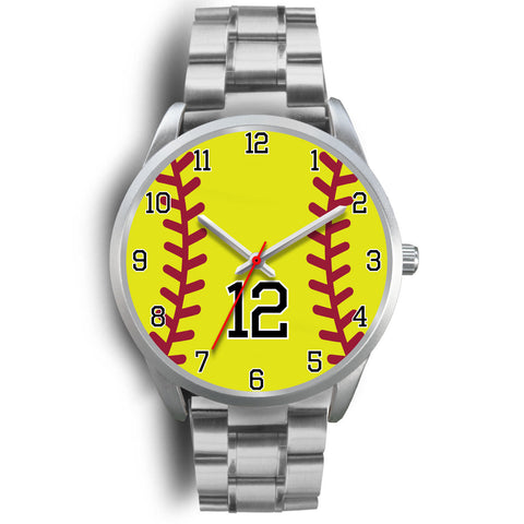Image of Men's silver softball watch - 12