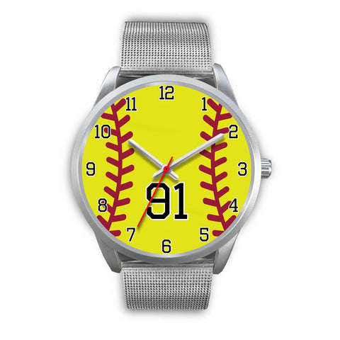 Image of Men's silver softball watch - 91