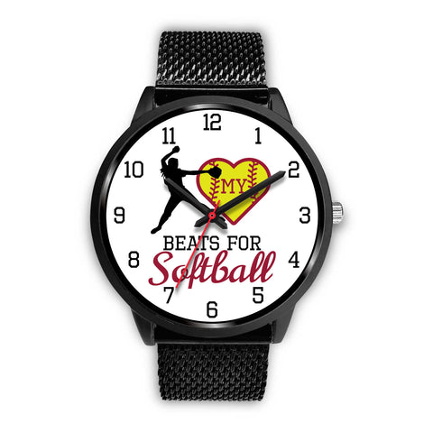 Image of My heart beats for softball girl's watch - Pitcher