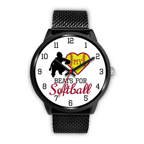 Image of My heart beats for softball men's watch - Catcher