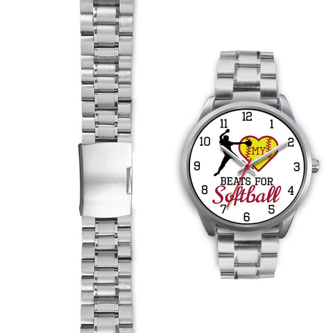 Image of My heart beats for softball men's watch - pitcher