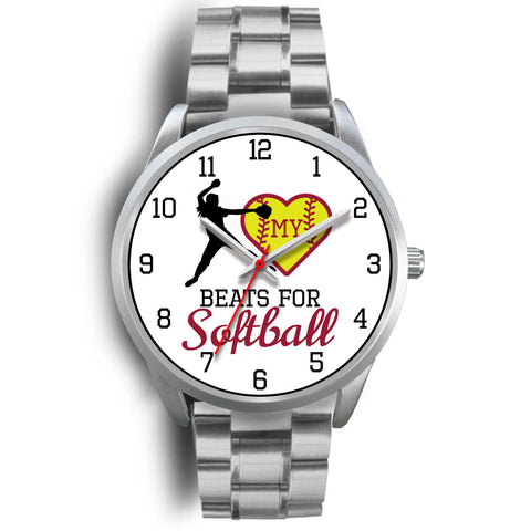 Image of My heart beats for softball women's watch - pitcher