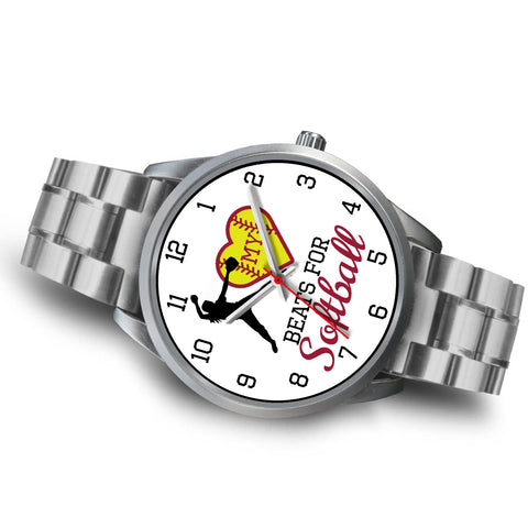 Image of My heart beats for softball girl's watch - pitcher