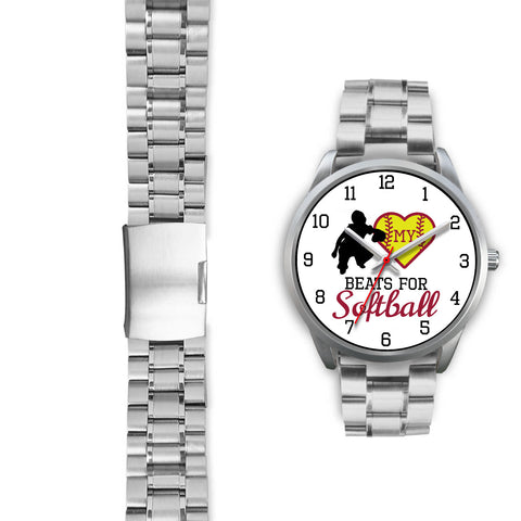 Image of My heart beats for softball girl's watch - catcher