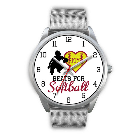 Image of My heart beats for softball girl's watch - catcher